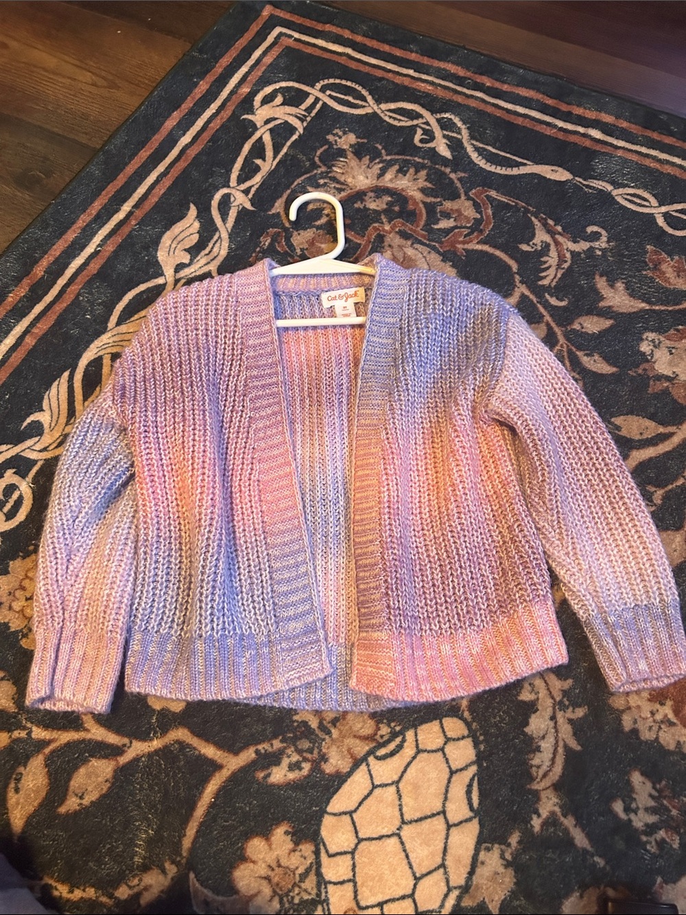 Girls Cat & Jack Pastel Multicolor Open-Front Knit Cardigan - Pink & Purple